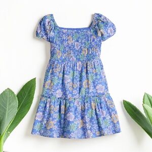 ✨ NWOT - Jumping Beans Blue Floral Print Smocked Puff Sleeve Tiered Dress